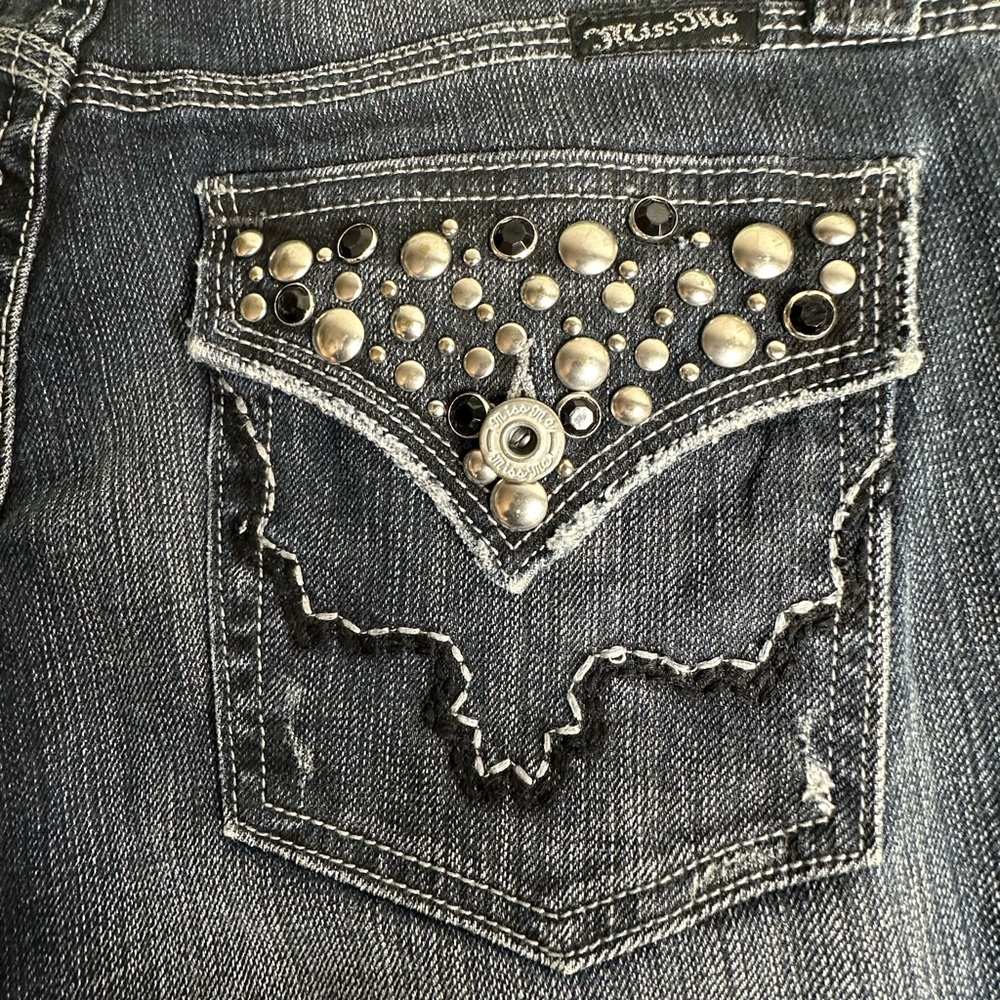 Miss Me studded Embellished low rise flare Jeans - Picture 9 of 12